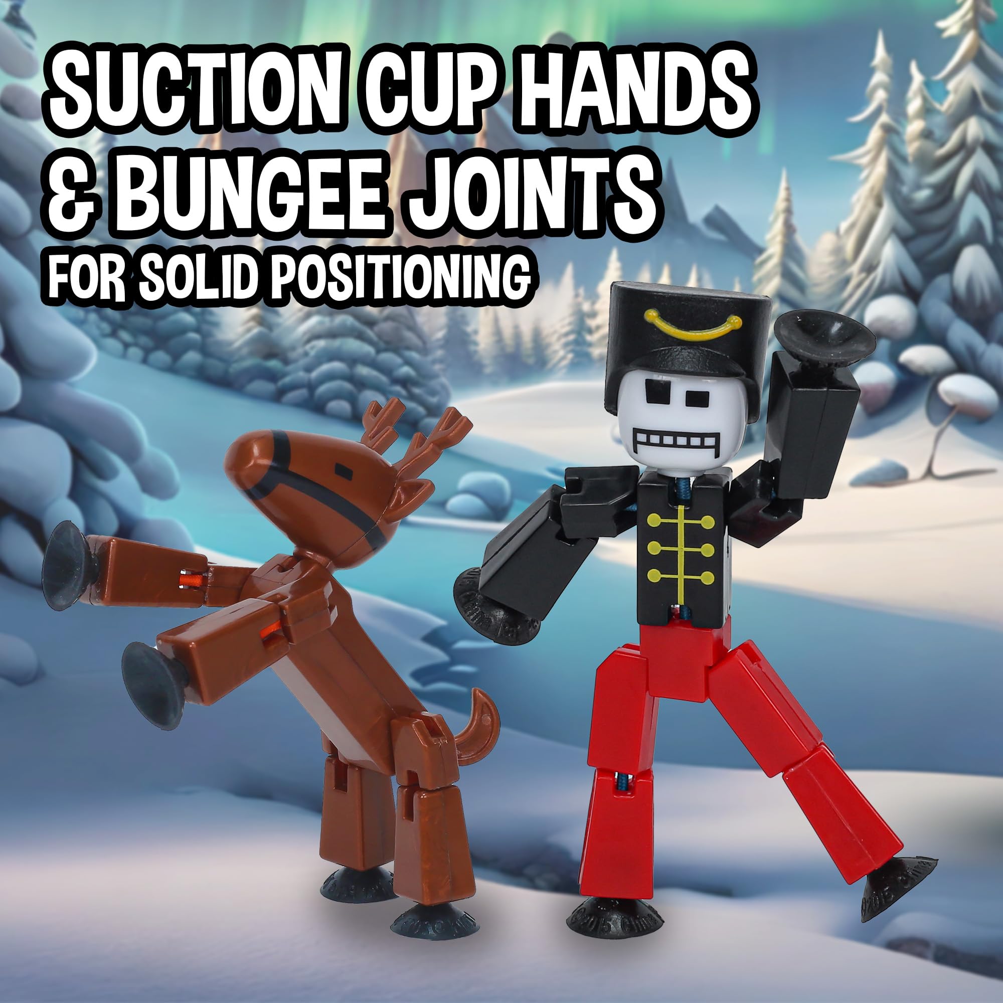 Zing StikBot Christmas Crew Pack - Includes 7 StikBots and 1 Set